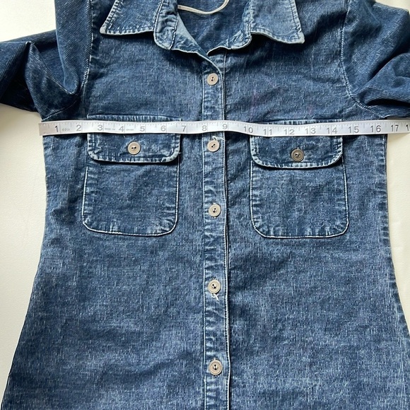 Free People Blue Corduroy Button-Down Shift Dress - Picture 6 of 10